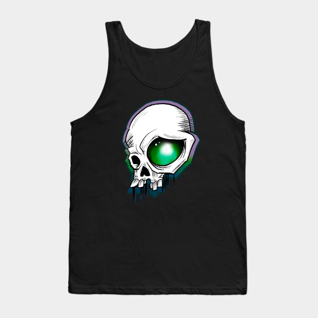 Green eye skull Tank Top by Sing-Toe-Wrote 